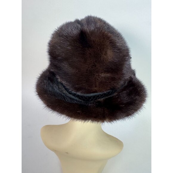 Vintage Lenore Marshall New York Mink Fur Hat With Satin Lining & Bow Detail main image 5